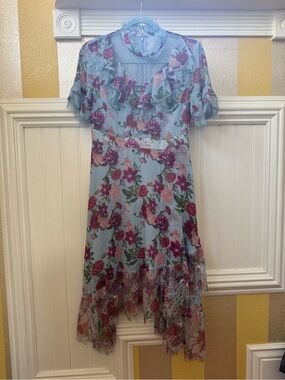 Light Blue Floral Ruffle Dress